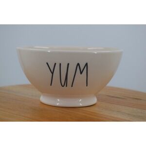 Rae Dunn YUM‎ Bowl Artisan Collection by Magenta Cream White Ceramic Foodie